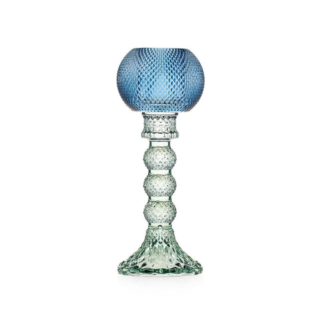 Candeliere Atena Emò Italia in vetro colorato verde e blu 21x8 cm