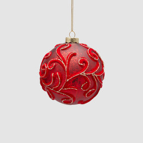 Pallina di Natale EDG in vetro e velluto rosso decorata 10 cm