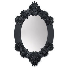 Specchio da parete ovale Lladrò in porcellana colore nero 93x58 cm