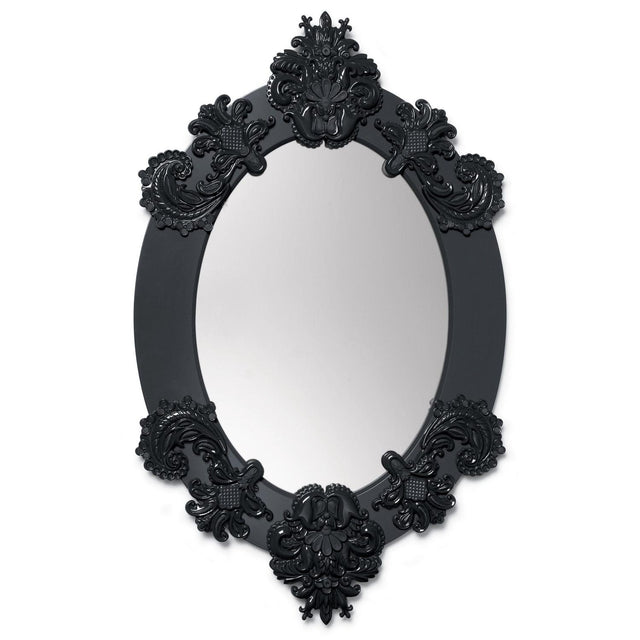 Specchio da parete ovale Lladrò in porcellana colore nero 93x58 cm