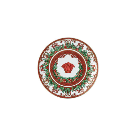 Piatto Natale Love Baroque Versace in porcellana decoro rosso 17 cm