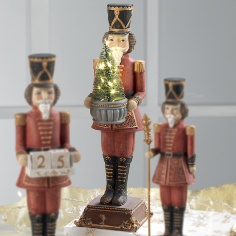 Schiaccianoci soldatino Mascagni Casa in poliresina con luci LED 32 cm