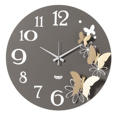 Orologio da parete Butterfly Flowers Arti & Mestieri in metallo sagomato