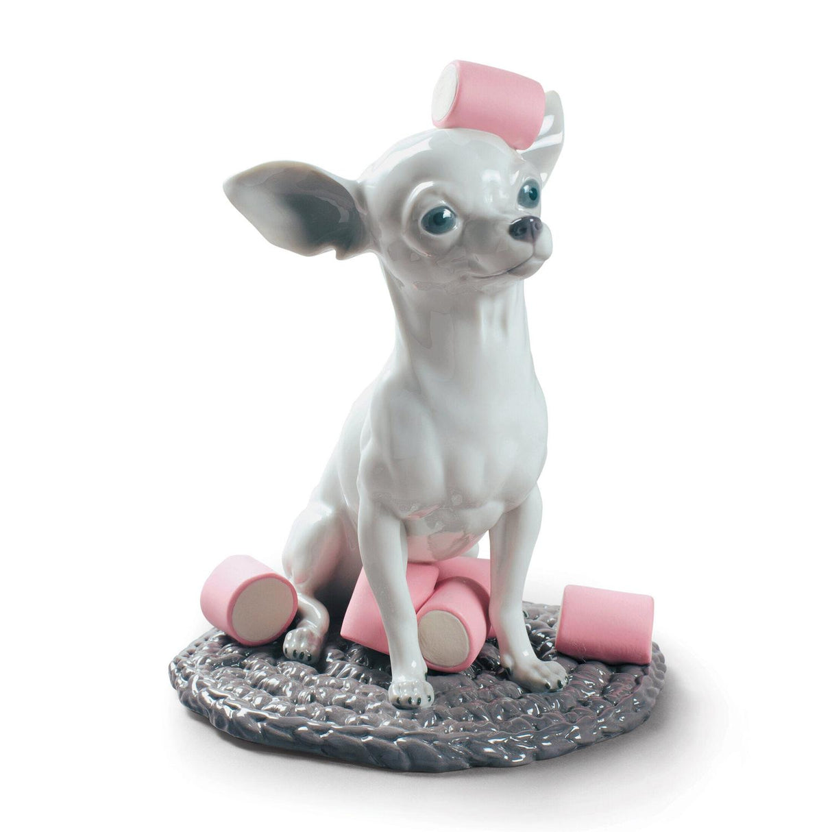 Statuina Chihuahua con Marshmallows Lladrò in porcellana 24x20 cm