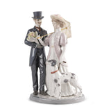 Statuina Passeggiata Romantica Lladrò in porcellana con coppia e dalmata
