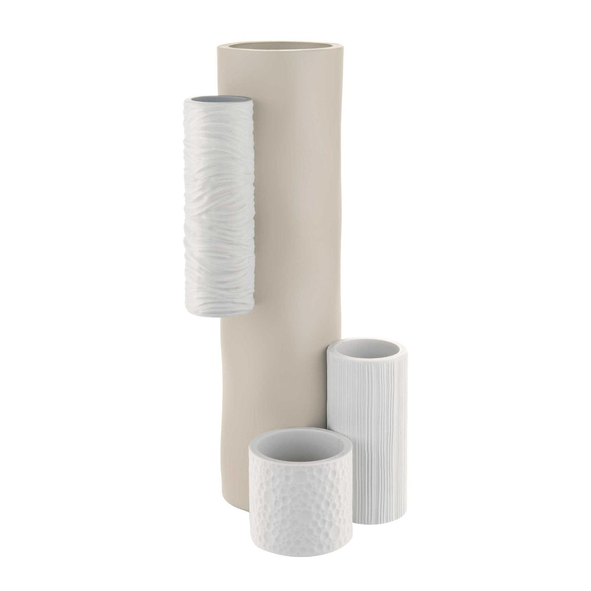 Vaso modulare Bongelli Preziosi in marmorino bianco e nocciola 34 cm