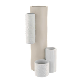 Vaso modulare Bongelli Preziosi in marmorino bianco e nocciola 34 cm