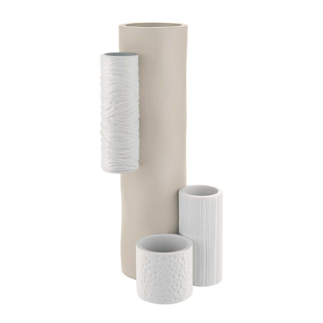 Vaso modulare Bongelli Preziosi in marmorino bianco e nocciola 34 cm