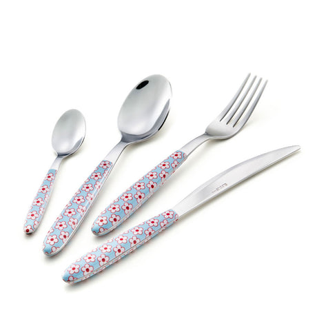 Set posate Vero Margarita Eme acciaio inox con decoro floreale 24 pezzi