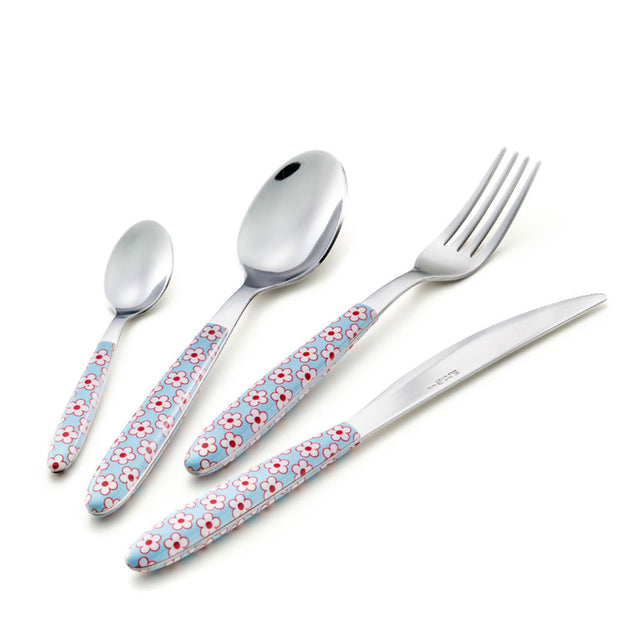 Set posate Vero Margarita Eme acciaio inox con decoro floreale 24 pezzi