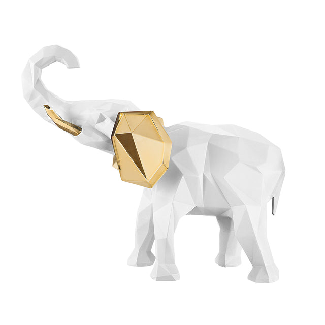 Elefante stilizzato Bongelli Preziosi in marmorino bianco e oro 27x32 cm