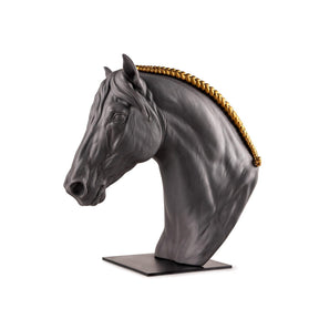 Busto Cavallo Equinus Lladrò in porcellana opaca con dettagli dorati 38x21 cm