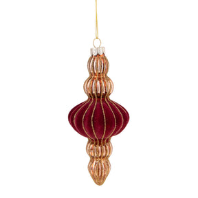 Pendaglio albero Natale Bianchi Dino in vetro burgundy e oro 15,5 cm