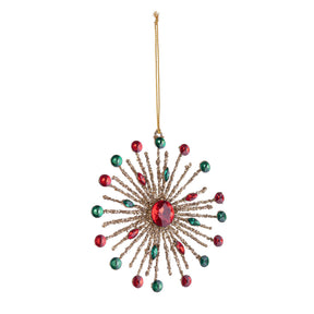 Pendaglio fiocco di neve Bizzotto dorato con gemme colorate 15 cm