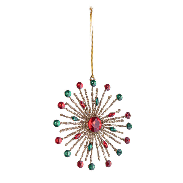 Pendaglio fiocco di neve Bizzotto dorato con gemme colorate 15 cm