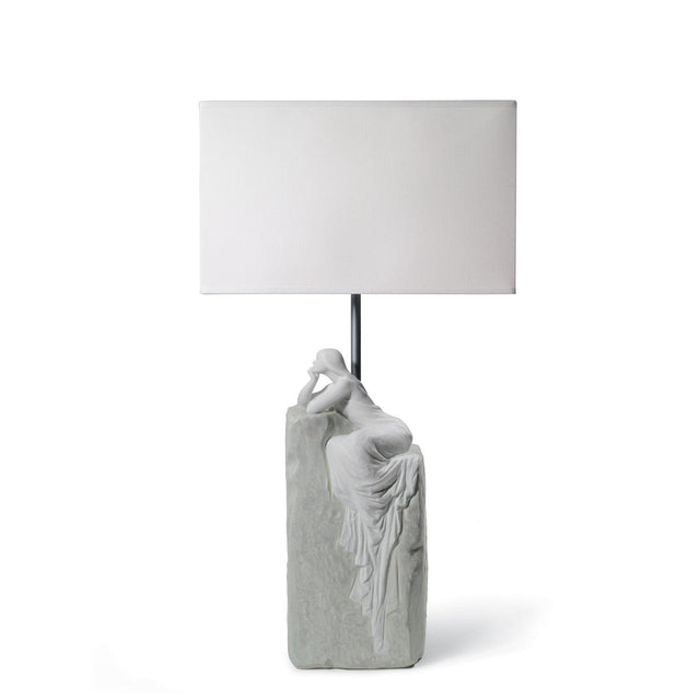 Lampada da tavolo Donna Contemplativa Lladrò in porcellana 57x30 cm
