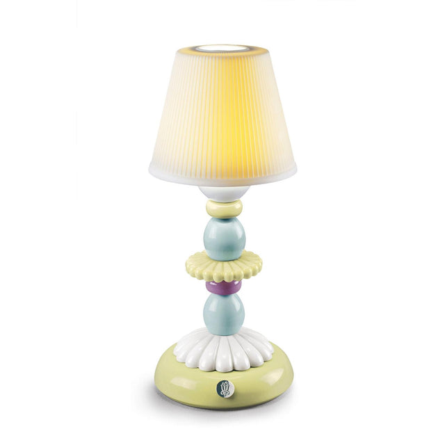 Lampada da tavolo Firefly Lotus Lladrò in porcellana decorata 28x12 cm
