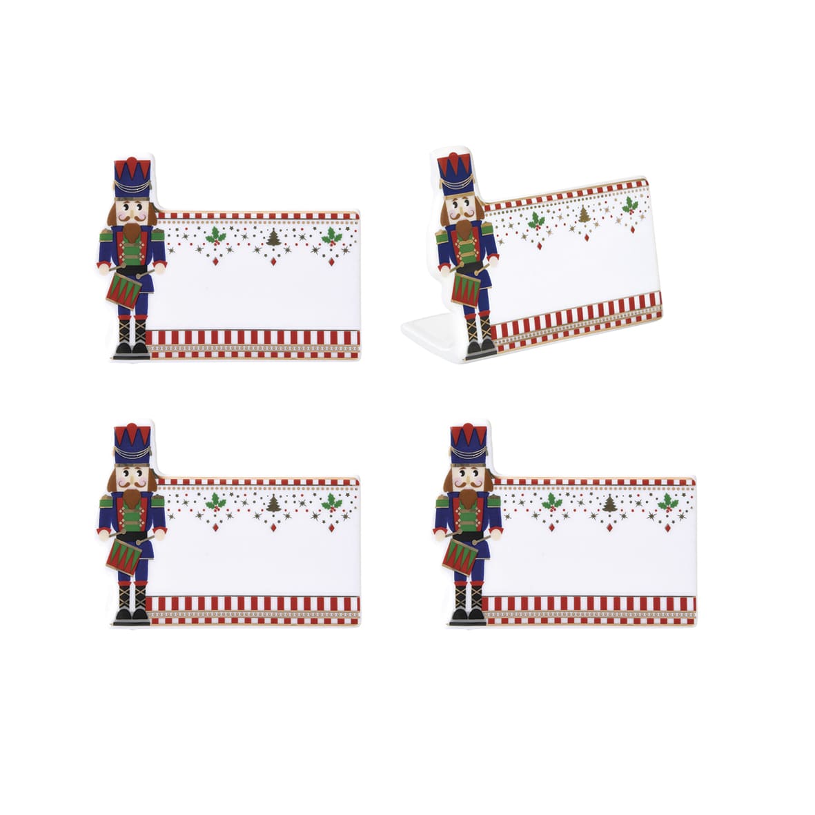 Set 4 segnaposto Nutcracker Easy Life in porcellana decorata 9x6,5 cm