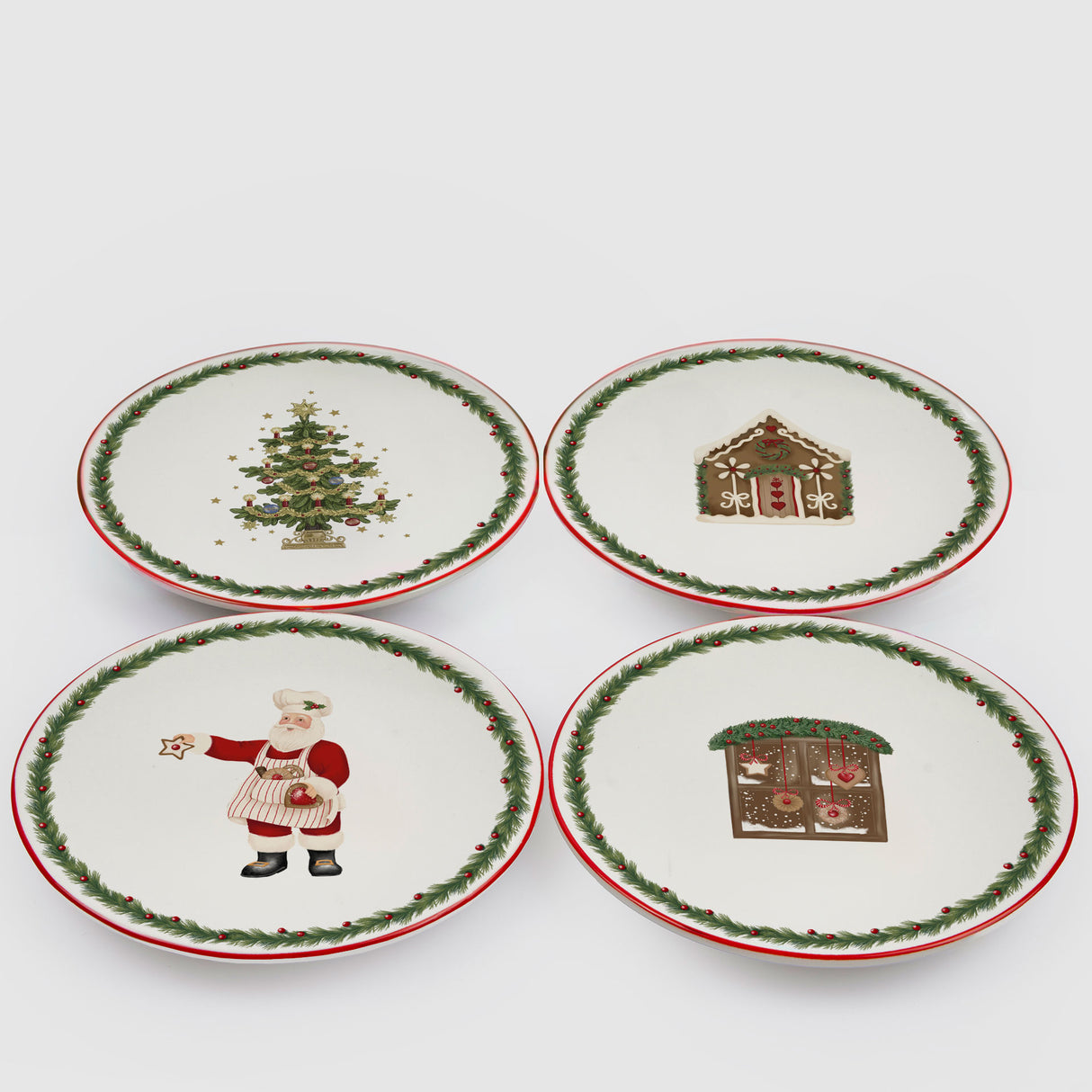 Set piatti dessert XMAS Tree EDG in porcellana decorata 15 cm 4 pezzi