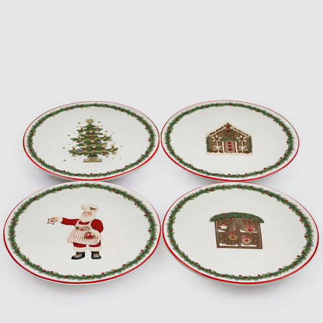 Set piatti dessert XMAS Tree EDG in porcellana decorata 15 cm 4 pezzi