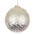 Pallina di Natale Bizzotto in vetro bianco perlato diametro 10 cm