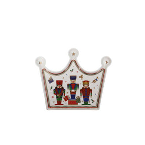 Vassoietto Corona Lo Schiaccianoci Brandani in porcellana 21x16 cm