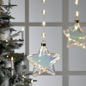 Stella di Natale Mascagni Casa in vetro luminoso con LED 15 cm