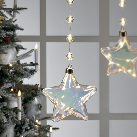Stella di Natale Mascagni Casa in vetro luminoso con LED 15 cm