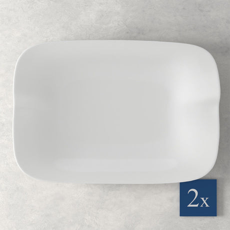Set piatti lasagne Villeroy & Boch in porcellana con bordo rialzato 32x22 cm
