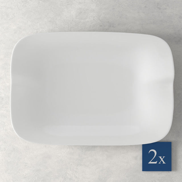 Set piatti lasagne Villeroy & Boch in porcellana con bordo rialzato 32x22 cm