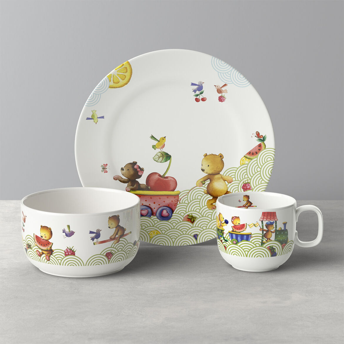 Set piatti bimbo Villeroy & Boch Hungry as a Bear in porcellana 3 pezzi
