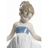 LLADRO' "Guarda il mio vestito" Figura Statua Bimba Vestito Blu Porcellana H20cm