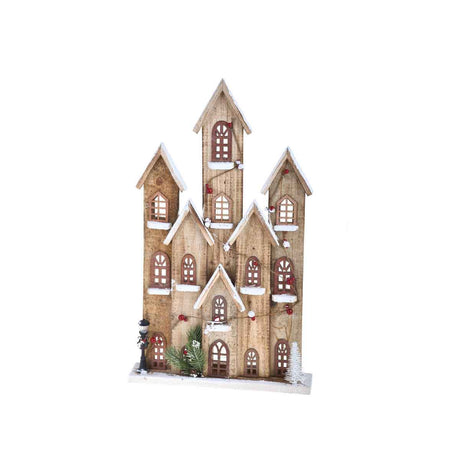 Casetta villaggio innevato Bianchi Dino in legno con LED 37x7x62 cm