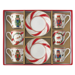 Set 6 tazzine caffè Nutcracker Twist Easy Life in porcellana 100ml