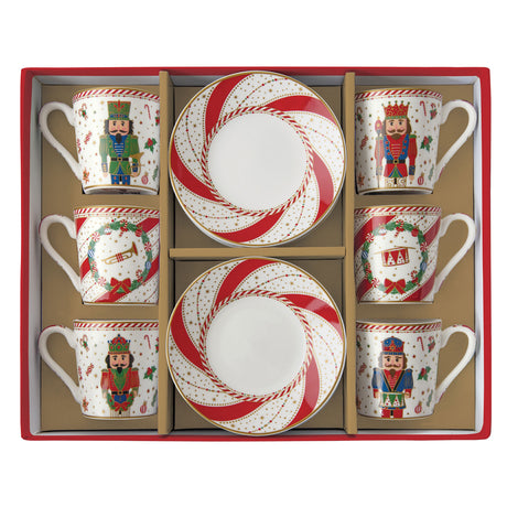 Set 6 tazzine caffè Nutcracker Twist Easy Life in porcellana 100ml