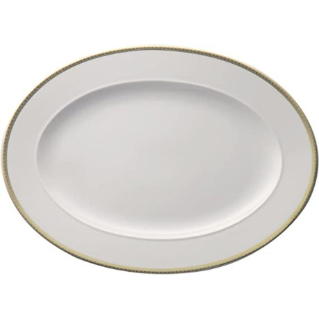 Piatto ovale da portata Versace in porcellana bianca e oro 28x20,5 cm