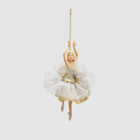 Addobbo ballerina EDG Enzo De Gasperi in bianco e oro 18 cm