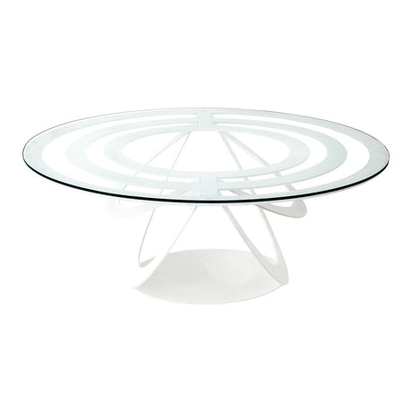 Tavolino Optical Arti & Mestieri in ferro bianco e vetro ovale