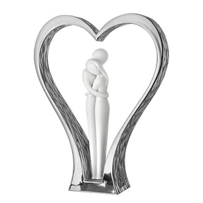 Scultura coppia cuore Bongelli Preziosi in metallo argentato 18 cm