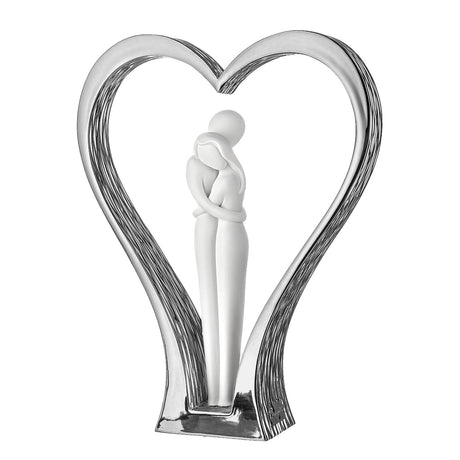 Scultura coppia cuore Bongelli Preziosi in metallo argentato 18 cm