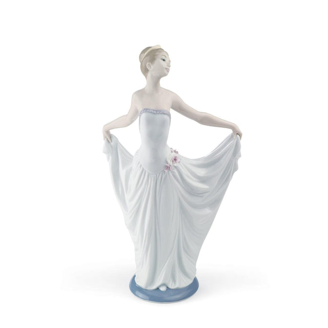 Statuina ballerina che saluta Lladrò in porcellana 30x18 cm