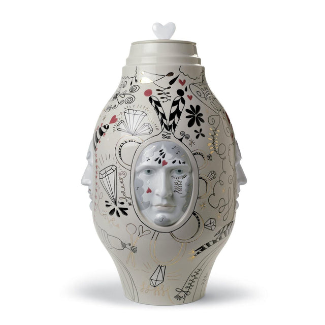 Vaso Conversation Lladrò in porcellana decorata 47x31 cm