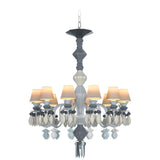 Lampadario Belle de Nuit Lladrò in porcellana nera 12 luci 100x65 cm
