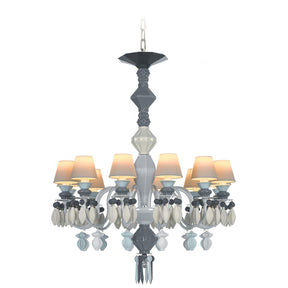 Lampadario Belle de Nuit Lladrò in porcellana nera 12 luci 100x65 cm