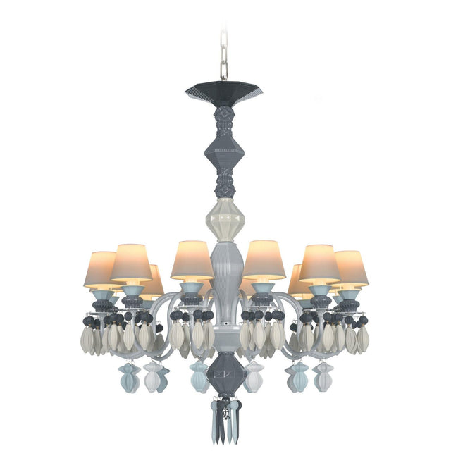 Lampadario Belle de Nuit Lladrò in porcellana nera 12 luci 100x65 cm