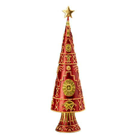 Albero di Natale Palais Royal in resina rossa con decori dorati 43 cm