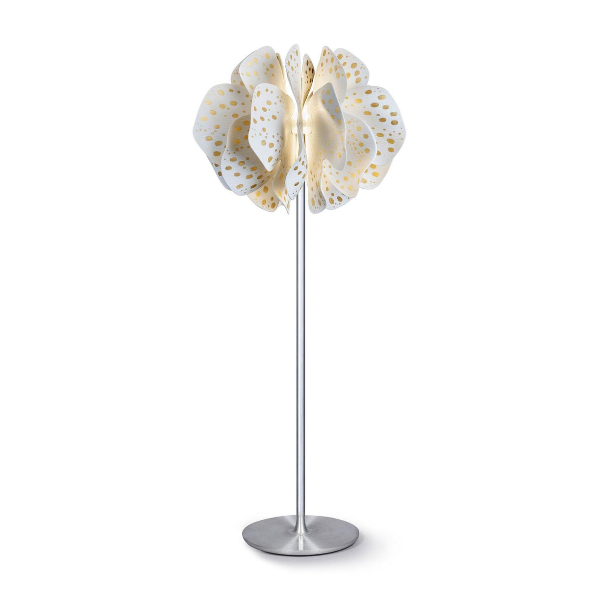 Lampada da terra Nightbloom Lladrò in porcellana bianca e oro 170x68 cm