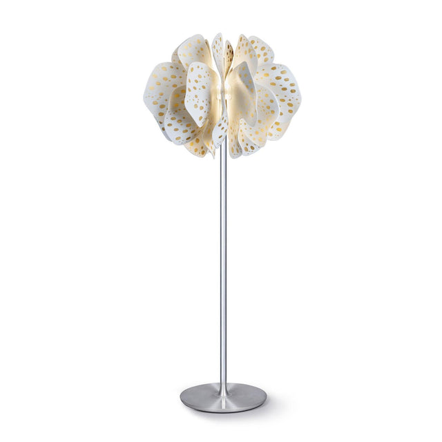 Lampada da terra Nightbloom Lladrò in porcellana bianca e oro 170x68 cm