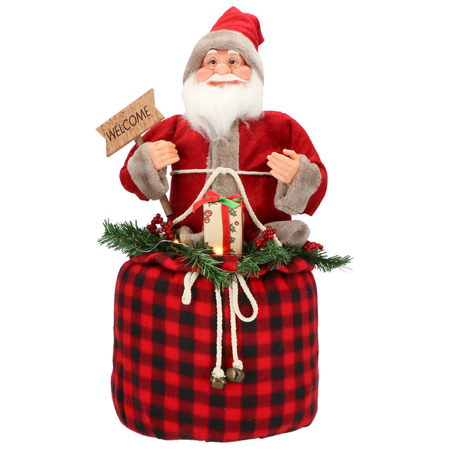 Babbo Natale con sacco regali Timstor in poliestere altezza 60 cm