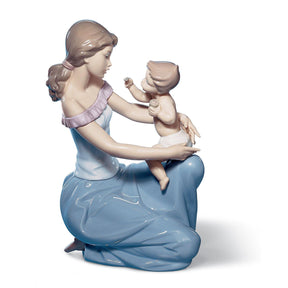 Statuetta Madre e Figlio Lladrò in porcellana lucida 27x18 cm